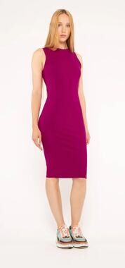 Ripley Rader Magenta Berry Bodycon Rib Tank Midi Dress Size 2/ Small